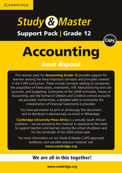 Study & Master Accounting Grade 12 Support Pack