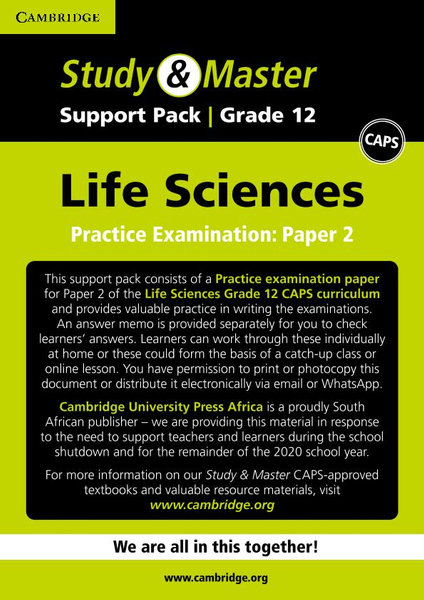 Study & Master Life Science Grade 12 Practice Examination & Memo Paper 2