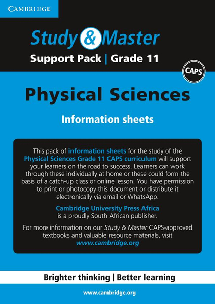 Study & Master Physical Sciences Grade 11 information sheet