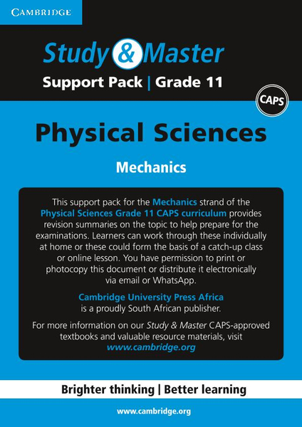 Study & Master Physical Sciences Grade 11 Support pack for Mechanics