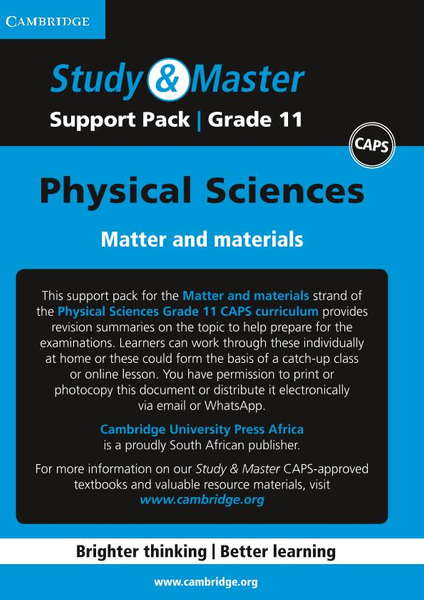 Study & Master Physical Sciences Grade 11 Support pack for Matter and materials