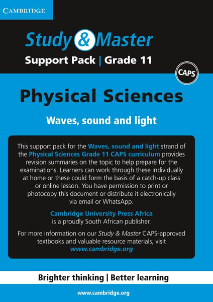 Study & Master Physical Sciences Grade 11 Support pack for Waves, sound and light