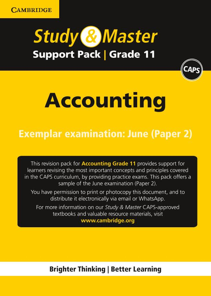 Study & Master Accounting Grade 11 Practice exam - June (Paper 2)