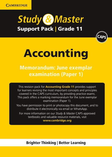 Study & Master Accounting Grade 11 Practice exam memorandum â€“ June (Paper 1)