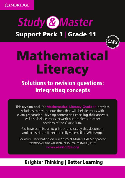 Study & Master Mathematical Literacy Grade 11 Solutions â€“ Integrating concepts