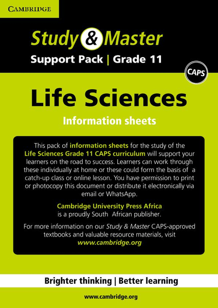 Study & Master Life Sciences Grade 11 Support pack Information Sheets