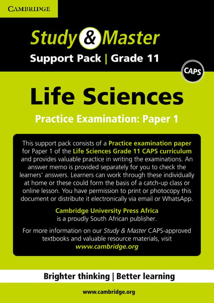 Study & Master Life Sciences Grade 11 Practice examination: Paper 1