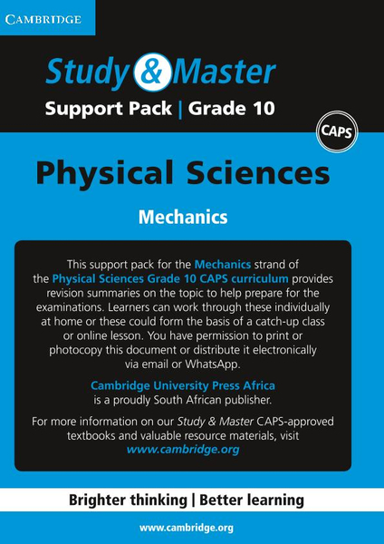 Study & Master Physical Sciences Grade 10 Support pack for Mechanics