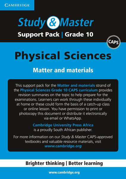 Study & Master Physical Sciences Grade 10 Support pack for Matter and materials
