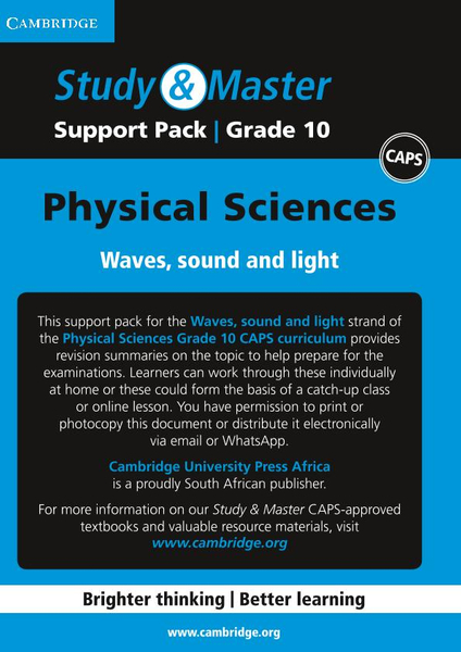 Study & Master Physical Sciences Grade 10 Support pack for Waves, sound and light