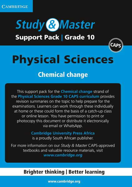 Study & Master Physical Sciences Grade 10 Support pack for Chemical change