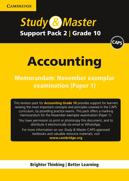 Study & Master Accounting Grade 10 Practice exam memorandum â€“ November (Paper 2)