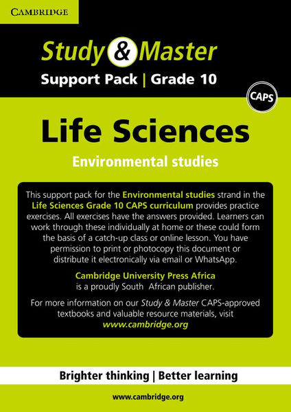 Study & Master Life Sciences Grade 10 Practice exercises: Environmental studies