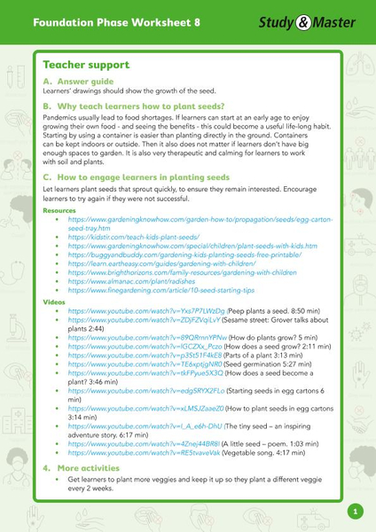 Study and Master Foundation Phase Worksheet 8 Teachers Support