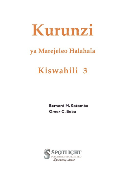 Kurunzi ya Marejeleo Halahala Kiswahili 3