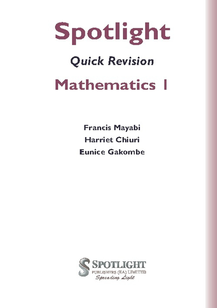 Spotlight Quick Revision Mathematics 1