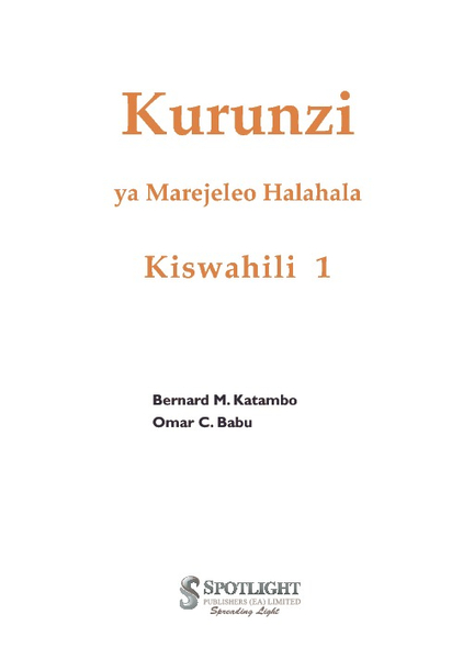 Kurunzi ya Marejeleo Halahala Kiswahili 1