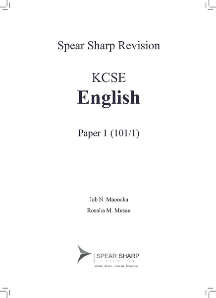 Kcse Spear Sharp Revision English