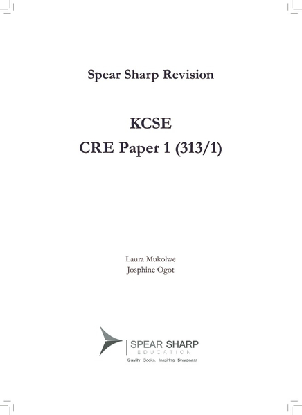 KCSE CRE Paper 1 (313/1)