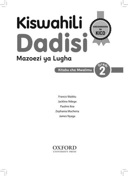 Kiswahili Dadisi Mwongozo wa Mwalimu Gredi ya 2