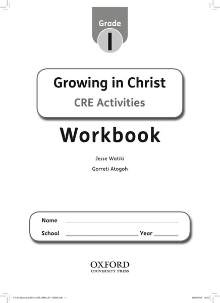 Growing in Christ CRE Workbook Grade 1