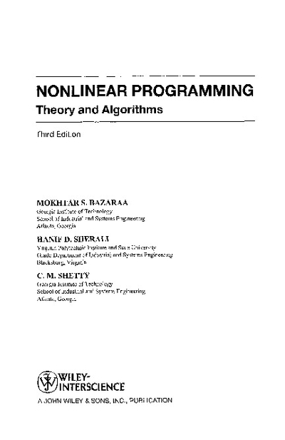 Nonlinear Programming