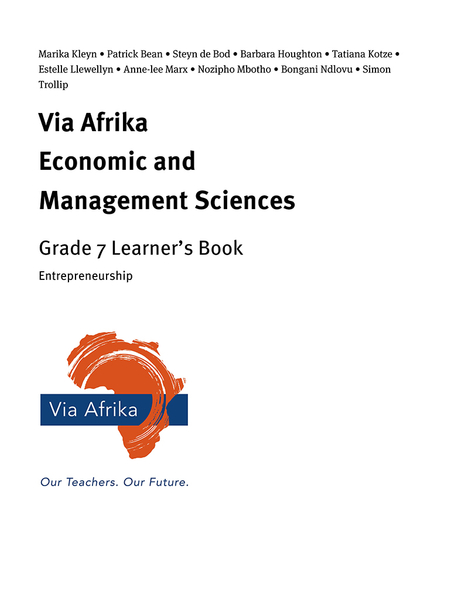 eBook Single topic ePub for Tablets: Via Afrika Economic and Management Sciences Grade 7: Entrepreneurship