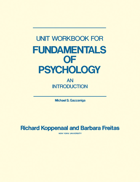 Unit Workbook for Fundamentals of Psychology