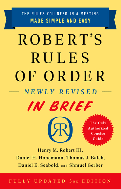 Robert's Rules of Order Newly Revised In Brief, 3rd edition