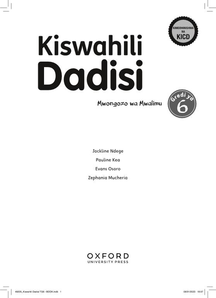 Kiswahili Dadisi Mwongozo wa Mwalimu Gredi ya 6