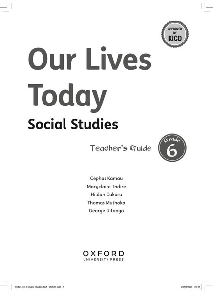 Our Lives Today Social Studies Teacher's Guide Grade 6