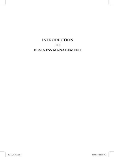 INTRODUCTION TO BUSINESS MANAGEMENT