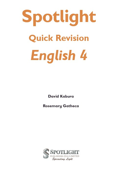 Spotlight Quick Revision English 4