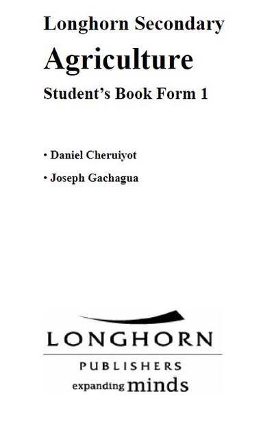 Longhorn Secondary Agriculture Students Book Form 1